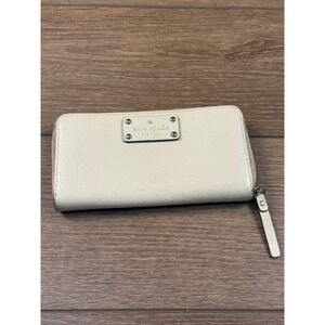 Kate Spade New York Ivory Large Continental Zip Around Wallet Leather Classic